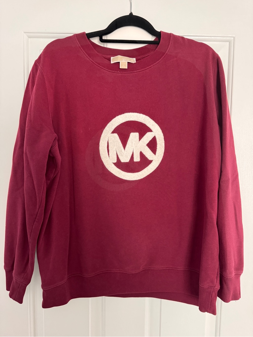 MICHAEL Michael Kors Women's Maroon Crewneck Sweatshirt with White MK Logo